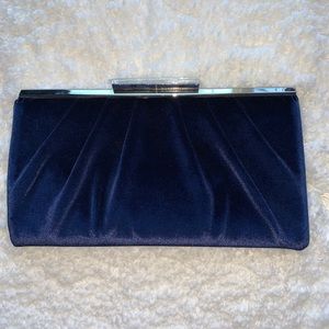 Flint Navy Blue Velvet Clutch, NWT